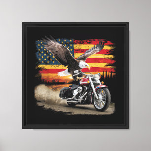 Toile American Flag Mocycle Tshirt USA Flag Bike Ret