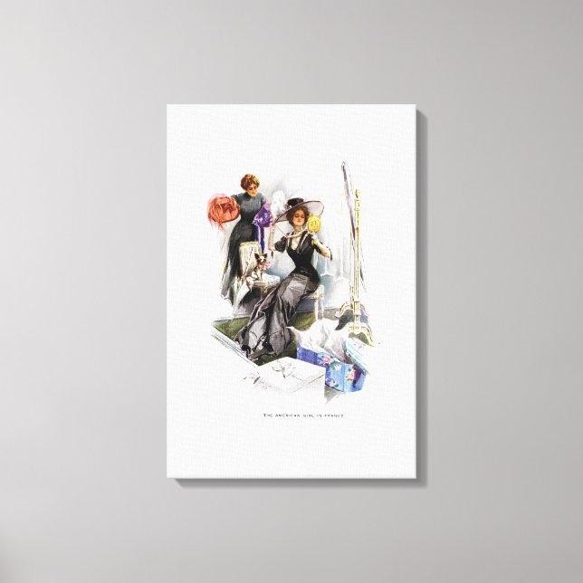 Toile American Girl in France par Harrison Fisher (Recto)