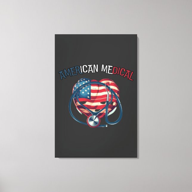 Toile american medical, happy 4 juillet, dessin animé (Recto)