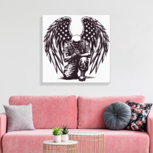 Toile American Soldier Angel Prier USA Drapeau Art