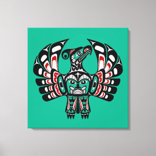 Toile Amérindien Noir Haida Art Thunderbird