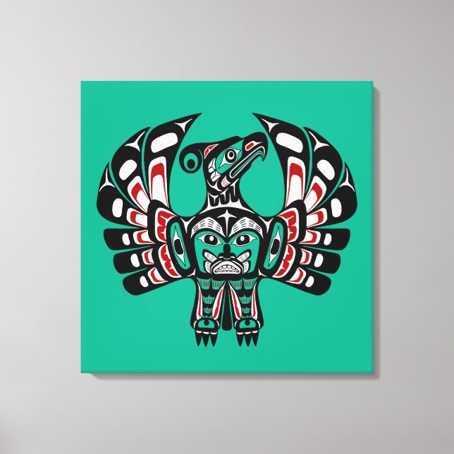 Toile Amérindien Noir Haida Art Thunderbird (Recto)