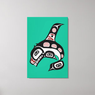 Toile Amérindien Red Black Haida Art Killer Whale