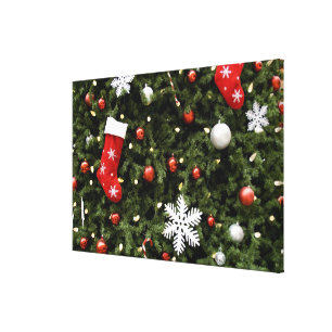 Toile Amérique du Nord. Décorations de Noël sur arbre. 2
