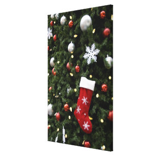 Toile Amérique du Nord. Décorations de Noël sur arbre. 5