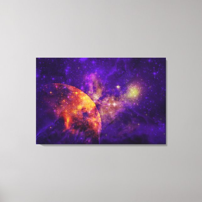 Toile Amethyst Sky, Golden Planet n Nebula Canvas Imprim (Recto)
