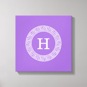 Toile Améthyste Wht Cadre Rnd Clé Grecque Monogramme Ini