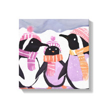 Amis des pingouins de Noël | Aquarelle d'hiver