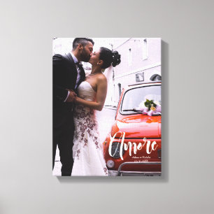 Toile Amore, Script moderne ・ Photo personnalisée, Noms 