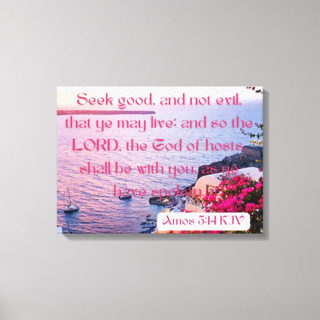Toile Amos 5:14 Bible Verse KJV Pic Wall Art (Recto)