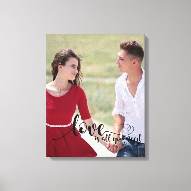 Toile Amour | Couple superposition de texte | Créez votr (Recto)