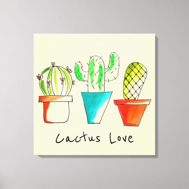 Toile amour de cactus mexicain art du désert mignon (Recto)