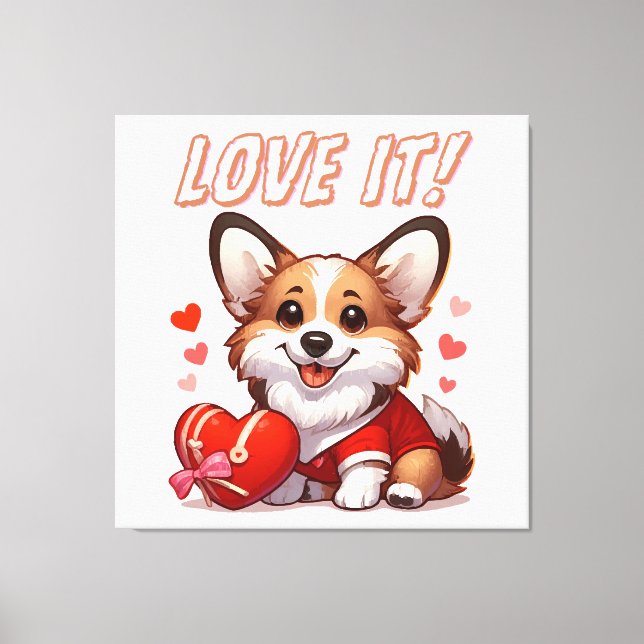 Toile Amour de Corgi Mignon (Recto)