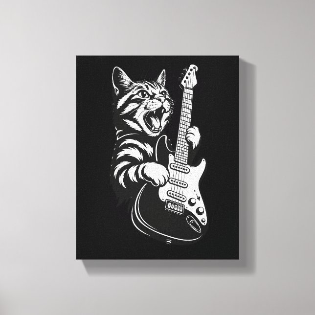 Toile Amour de musique cool | Chat rock jouant de la gui (Recto)
