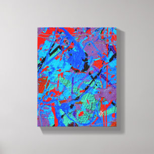 Toile Amour écarlate Rouge Bleu Abstrait Éclaboussure