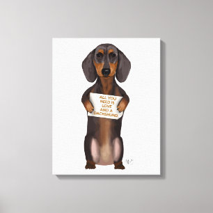 Toile Amour et Dachshund