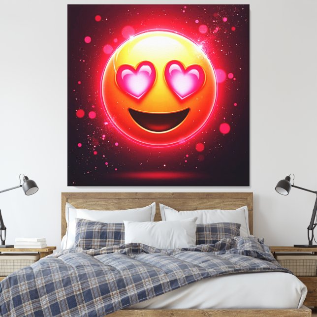 Toile Amour Frappé Coeurs Emoji (Insitu(Chambre))