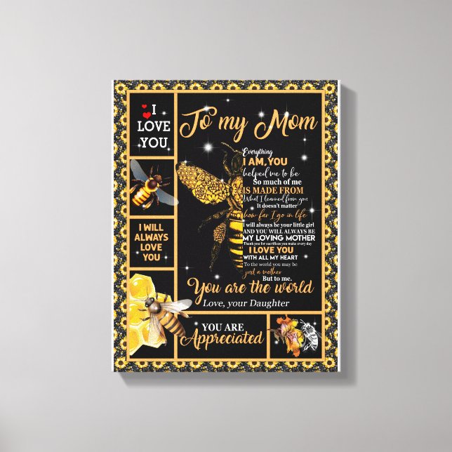 Toile Amour maman | Lettre À Ma Mère Vous Êtes Le Monde (Recto)