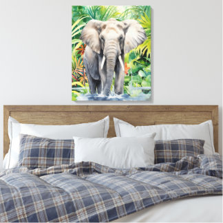 Toile Amoureux des animaux de la jungle éléphant cool