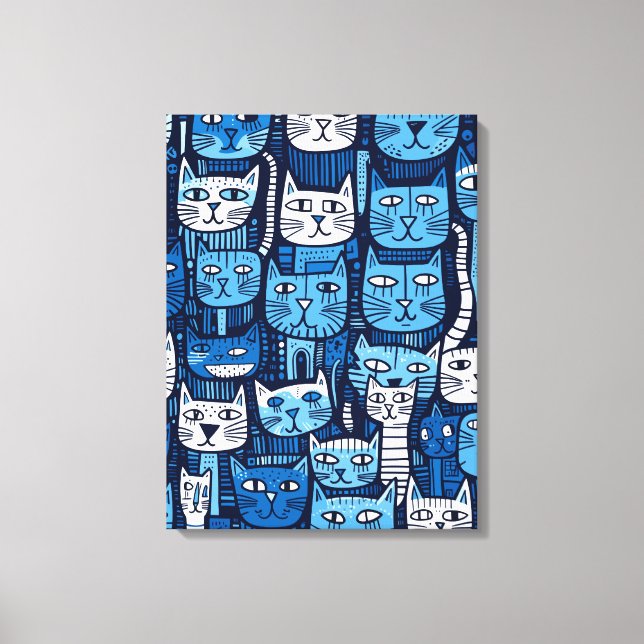 Toile Amoureux des chats de doodle noir blanc mignon (Recto)