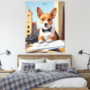 Toile Amoureux des chiens de Charming Corgi Architect