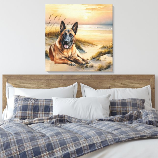 Toile Amoureux du Malinois belge Plage de sable (Insitu(Chambre))