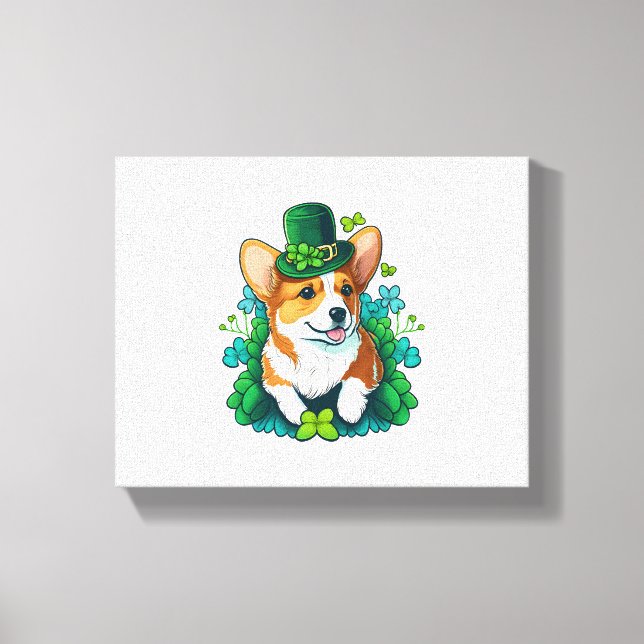 Toile Amusant Corgi Shamrock Jour de la Saint Patrick he (Recto)