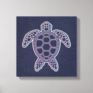Toile Anaglyphe Rouge Et Bleu 3D Effet Glitch Tortue de