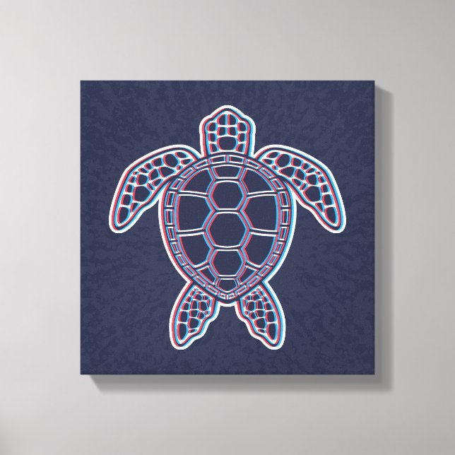 Toile Anaglyphe Rouge Et Bleu 3D Effet Glitch Tortue de  (Recto)