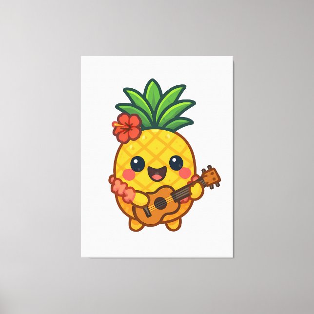 Toile Ananas souriant Kawaii - Tropical (Recto)