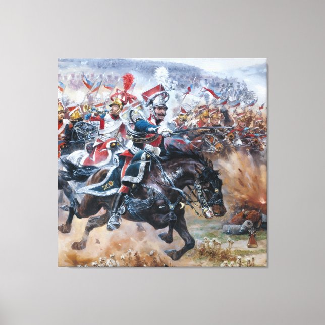 Toile Ancienne scène de bataille napoléonienne peinture  (Recto)