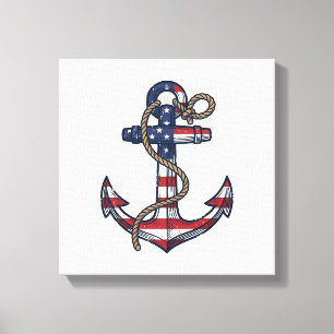 Toile Ancre Patriotique Design Vectoriel Vintage_1