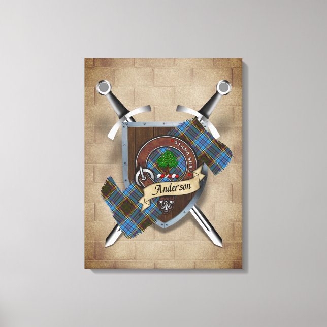 Toile Anderson Clan Badge Crossed Swords Canvas Imprimer (Recto)