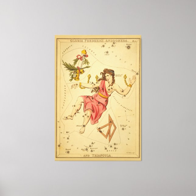 Toile Andromeda - Image Vintage de la carte astronomique (Recto)