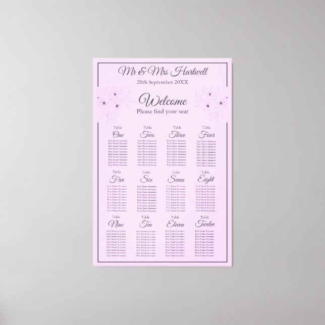 Toile Anémone sur Lilac léger Planche assise~ 12 sièges (Recto)