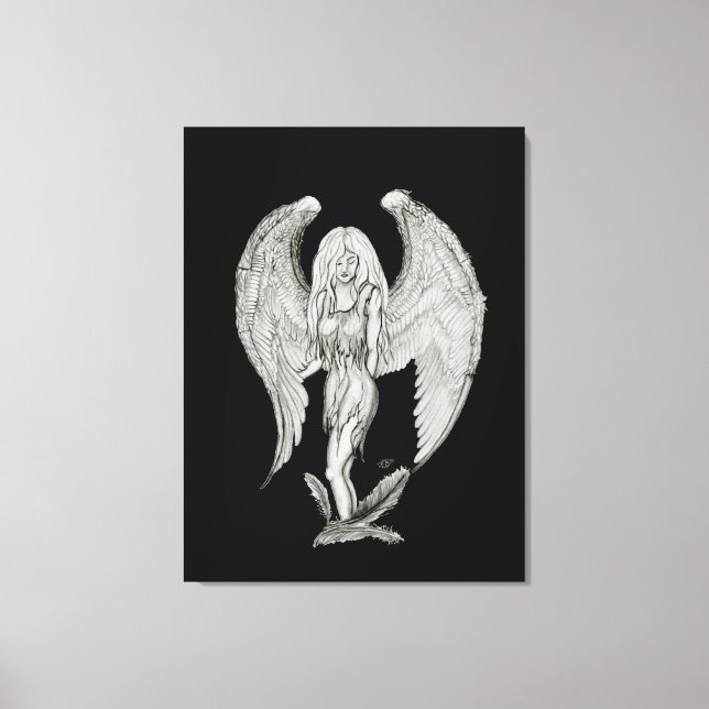Toile Angel - Design noir et blanc (Recto)