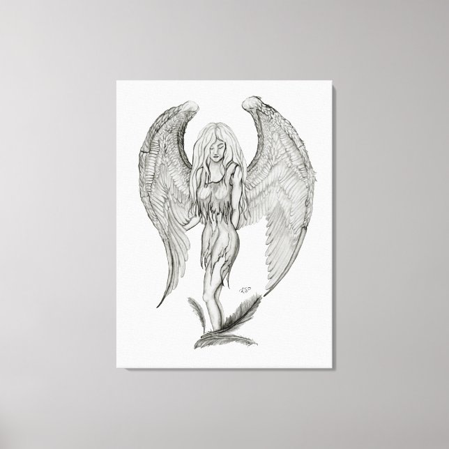 Toile Angel - Design noir et blanc (Recto)