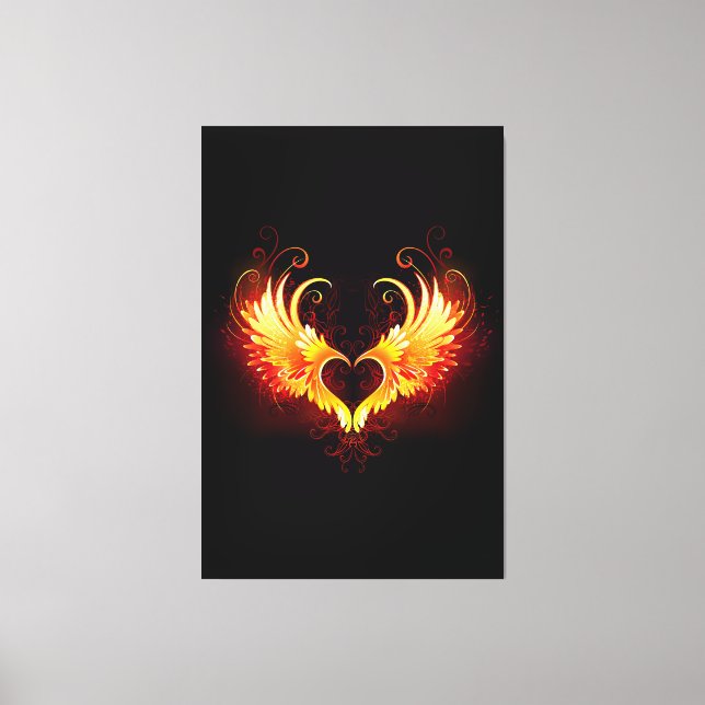 Toile Angel Fire Heart with Wings (Recto)
