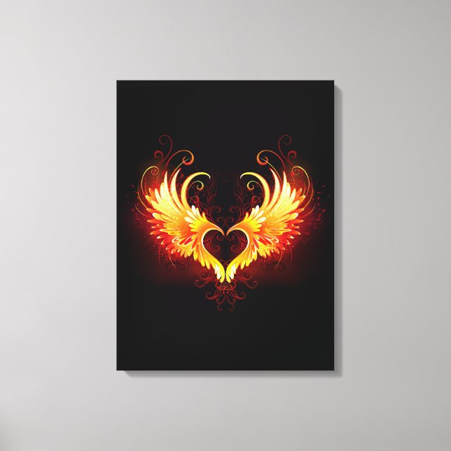 Toile Angel Fire Heart with Wings (Recto)