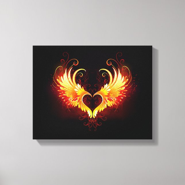 Toile Angel Fire Heart with Wings (Recto)