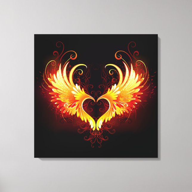 Toile Angel Fire Heart with Wings (Recto)