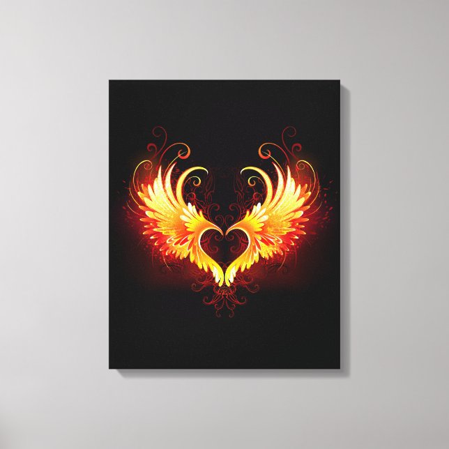 Toile Angel Fire Heart with Wings (Recto)