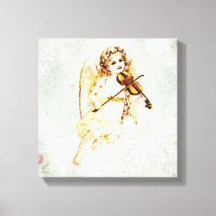 Toile Angel Jouer un violon sur une texture Vintage Shab