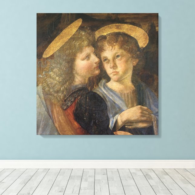 Toile Anges du Baptême du Christ de Léonard de Vinci (Insitu (Plancher de Bois))