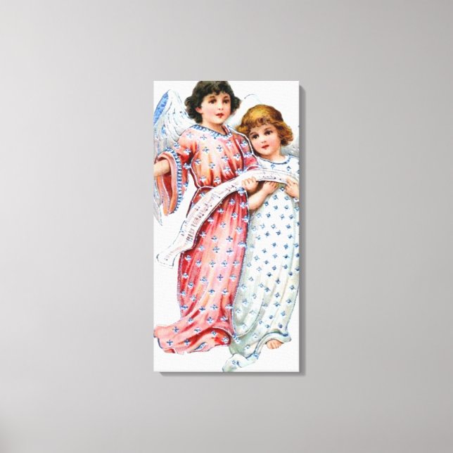 Toile Anges En Rose Et Bleu  (Recto)