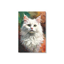 Angora Artistique Chat Portrait Vibrant Peinture à