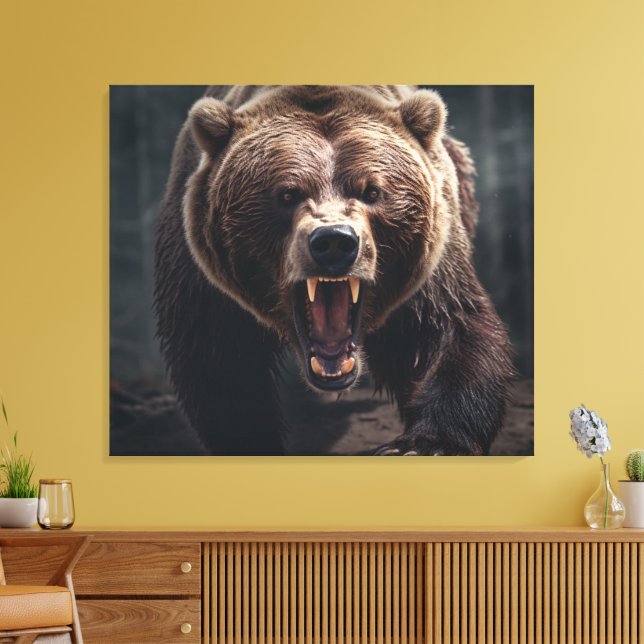 Toile Angry Grizzly Oear Faune Portrait animal (Insitu(Salon))