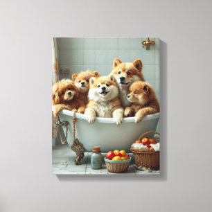 Toile Animaux amusants dans la baignoire