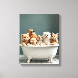 Toile Animaux amusants dans la baignoire