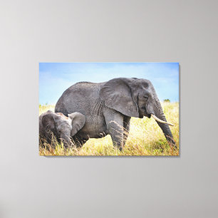 Toile Animaux de bébés cutest   Eléphant africain et mèr